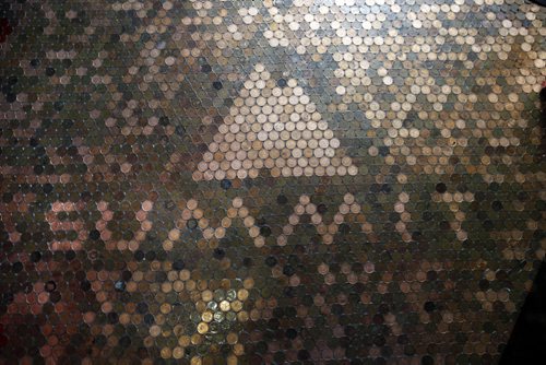 49.8 Intersection. The Summit Café in  Stony Mountain  has a floor made up entirely of pennies - 197,000 (and change) in total. Nadine Dannenberg is the owner.  Dave Sanderson story   Wayne Glowacki/Winnipeg Free Press July 5 2013