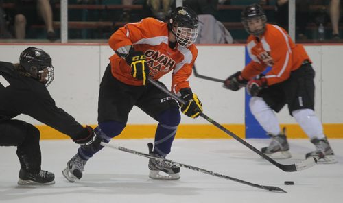 Brandon Sun Jesse Gabrielle skated with the OMAHA Midgets during Friday's AAA Hockey Challenge at the Kinsmen Arena. (Bruce Bumstead/Brandon Sun)