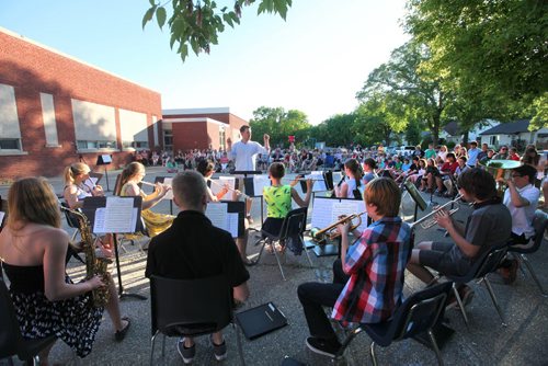 Grade 8 Windsor School band students  perform for parents and teachers outside the school  the last time before they graduate into high school. Class of 2017 Doug Speirs story.  July 11 , 2013 Ruth  Bonneville , Winnipeg Free Press