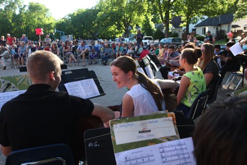 Grade 8 Windsor School band students  perform for parents and teachers outside the school  the last time before they graduate into high school.  Liam and Sydney chat before concert.  Class of 2017 Doug Speirs story.  July 11 , 2013 Ruth  Bonneville , Winnipeg Free Press