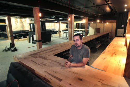 Ent. Co-owner Kevin Trosky at the bar on the second-floor warehouse space at 114 Market Avenue in the East Exchange under renovation to become new live music venue called Union Sound Hall. Bart Kives story  Wayne Glowacki/Winnipeg Free Press July 19 2013