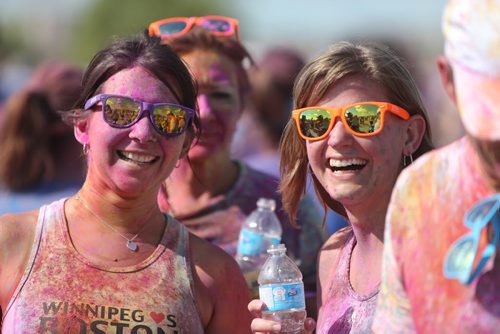 Caitlin and Suzanne Chiupka were among about 13,000 people that were expected to run the 5km Color Me Rad run at the Red River Ex grounds today and tomorrow, Saturday, July 20, 2013. (TREVOR HAGAN/WINNIPEG FREE PRESS)