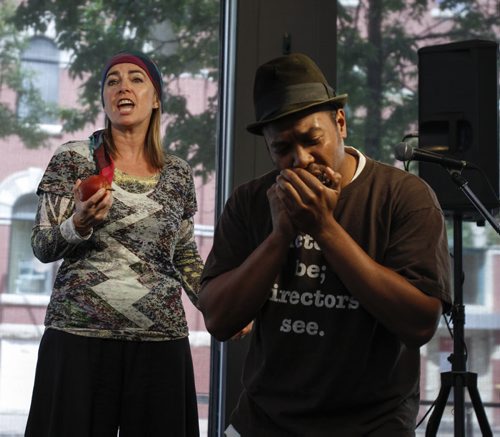 Tuesday at 12:30 p.m. scenes from Dog Act, by American playwright Liz Duffy Adams, were presented at the Winnipeg Free Press News Cafe by Nancan Boogie Productions. Tuesday, July 23, 2013. (JESSICA BURTNICK/WINNIPEG FREE PRESS)
