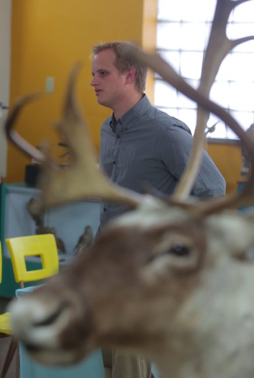 Brandon Sun Curator Mark Veneziano during an interview with the Brandon Sun about the B.J. Hales collection at the Brandon General Museum on Tuesday. FOR LYNDSAY (Bruce Bumstead/Brandon Sun)