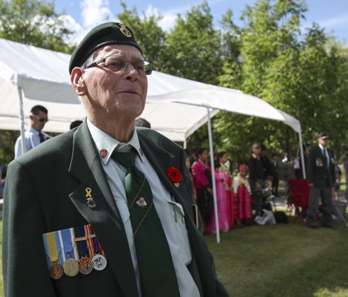 Korea War veteran and former PPCLI rifleman Ken Stein at a candle light service which was held in Brookside Cemetery by the Korea Veterans Association (of which he is a member) on Saturday, July 27, 2013 to mark the 60th anniversary of the Korean War ceasefire. The service also recognized the designation of 2013 as The Year of the Korea War Veteran by the Canadian government. Five hundred and sixteen Canadians gave their lives in the Korean War, which lasted three years and ended on July 27, 1953.  (MARY AGNES WELCH) (JESSICA BURTNICK/WINNIPEG FREE PRESS)