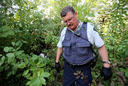 Ret. Const. Bob Gass at a drinking camp in the bushes in Thompson, Monday, July 22, 2013. (TREVOR HAGAN/WINNIPEG FREE PRESS)