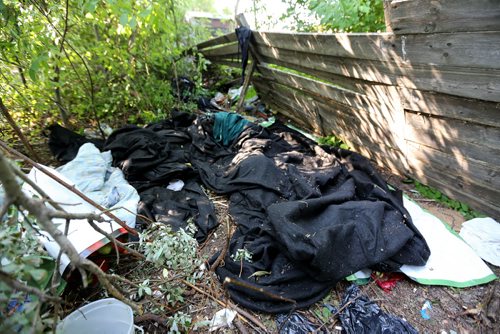 A drinking camp in the bushes in Thompson, Monday, July 22, 2013. (TREVOR HAGAN/WINNIPEG FREE PRESS)