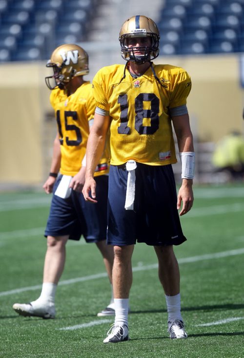 Justin Goltz at a team workout Friday. See Ed' story. Aug 2, 2013 - (Phil Hossack / Winnipeg Free Press)