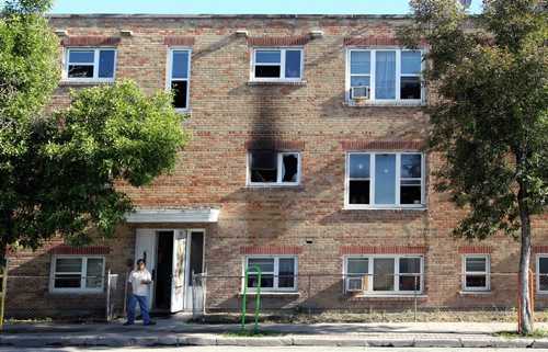 An overnight fire occurred in a suite in this apartment block in the 700 block of Ellice Avenue.  130805 August 05, 2013 Mike Deal / Winnipeg Free Press