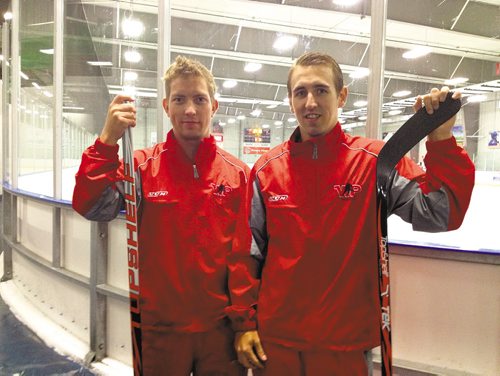 Canstar Community News Colin Popham (left) and Matt Jones are owners of WinnPro Hockey, which offers on-ice, off-ice and online training, tips and instruction. SUPPLIED PHOTO