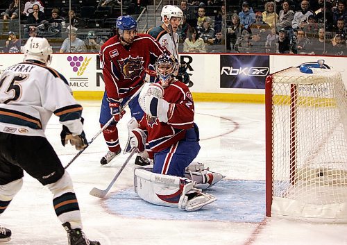 BORIS MINKEVICH / WINNIPEG FREE PRESS  070514 Moose Brandon Reid #10 (not in the frame) scored the second goal in second period power play.