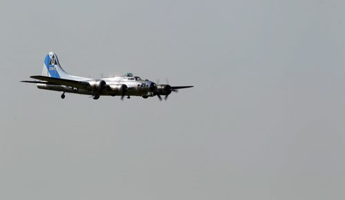 The legendary B-17 bomber that became known as WWII's Flying Fortress is in Winnipeg at the Western Aviation Museum this week. Hundreds of people flocked to the museum to watch it land and get a tour of the old warbird.  BORIS MINKEVICH / WINNIPEG FREE PRESS. August 12, 2013
