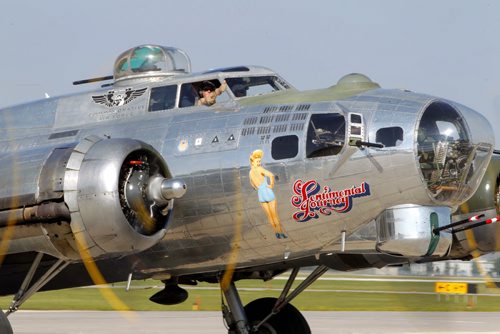 The legendary B-17 bomber that became known as WWII's Flying Fortress is in Winnipeg at the Western Canada Aviation Museum this week. Hundreds of people flocked to the museum to watch it land and get a tour of the old warbird.  BORIS MINKEVICH / WINNIPEG FREE PRESS. August 12, 2013
