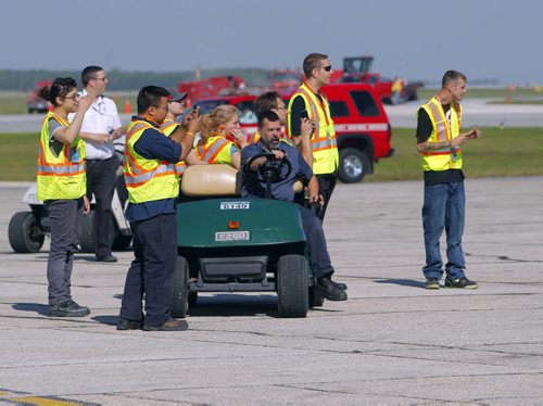 The legendary B-17 bomber is at the Western Canadian Aviation Museum this week. Airport workers and volunteers came over to see the plane first.  BORIS MINKEVICH / WINNIPEG FREE PRESS. August 12, 2013