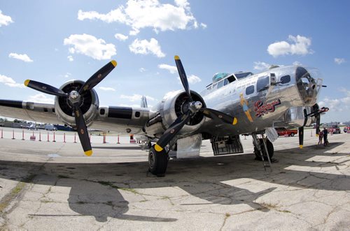 The legendary B-17 bomber is at the Western Canada Aviation Museum this week. Hundreds of people flocked to the museum to watch it land and get a tour of the old warbird.  BORIS MINKEVICH / WINNIPEG FREE PRESS. August 12, 2013