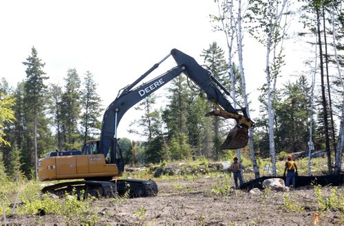Workers from Don Sikora Contarcting Ltd at the unnamed Tim Horton Youth Leadership Camp being built on Sylvia Lake on the Winnipeg River system-See Bruce Owen story- August 13, 2013   (JOE BRYKSA / WINNIPEG FREE PRESS)