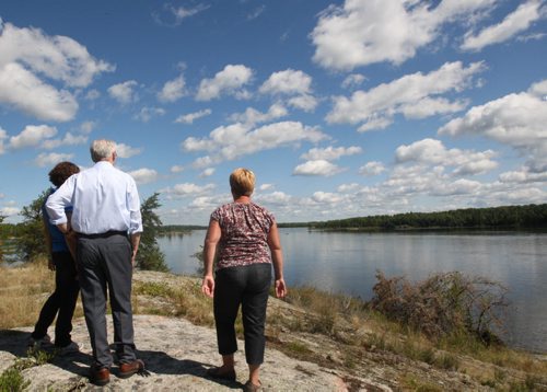 Manitoba Premier Greg Selinger looks at the spectacular view at the unnamed Tim Horton Youth Leadership Camp to be built on Sylvia Lake on the Winnipeg River system-See Bruce Owen story- August 13, 2013   (JOE BRYKSA / WINNIPEG FREE PRESS)