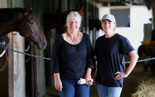 Assiniboia Downs trainers (right) Tanya Lindsay and  (left) Irene Britton they among three female trainers in the top ten Äì allan besson story  KEN GIGLIOTTI / Aug 14 2013 / WINNIPEG FREE PRESS