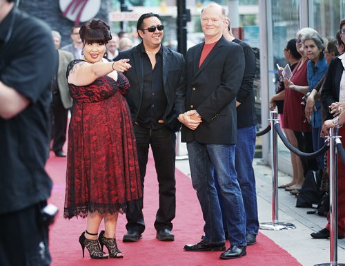 August 18, 2013 - 130818  -   Leanne Goose, nominee for the aboriginal female entertainer of the year, and her band arrive on the red carpet of the Manito Ahbee festival's Aboriginal Peoples Choice Awards in Winnipeg, Sunday, August 18, 2013. John Woods / Winnipeg Free Press
