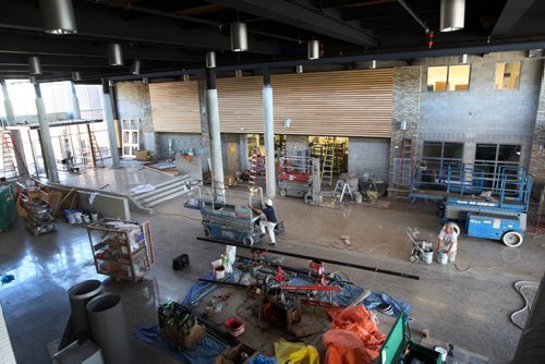 The common area in the Northlands Parkway Collegiate that will open this September featuring natural light and a flow of traffic in the high school that comes through this area -See Nick Martin story- August 20, 2013   (JOE BRYKSA / WINNIPEG FREE PRESS)