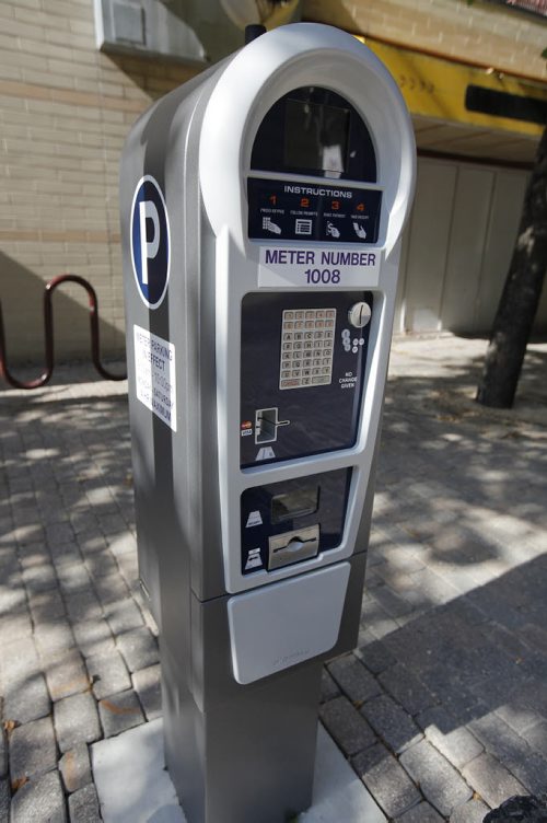 August 20, 2013 - 130820  -  New private parking meters have been erected on Place Promenade behind Portage Place Tuesday, August 20, 2013.   John Woods / Winnipeg Free Press