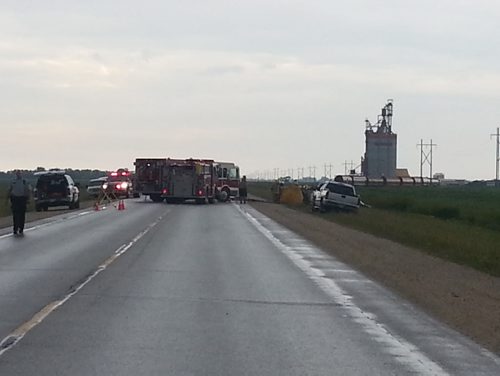 RCMP Headingley Traffic Services, Carman RCMP along with area EMS and Fire were dispatched shortly before 4 pm, and remain on scene, to a three car collision on Highway 3 four kilometers south of Brunkild in the RM of Macdonald. (JESSICA BURTNICK / WINNIPEG FREE PRESS)