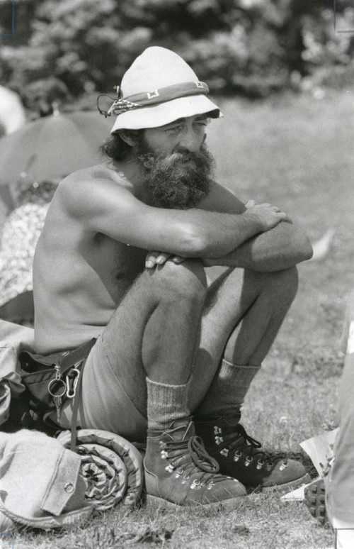 40 years of Folk Fest -- A festival goer sits on the Winnipeg Folk Festival grounds on July 14, 1980. (WINNIPEG FREE PRESS ARCHIVES) winnipeg folk festival fparchives