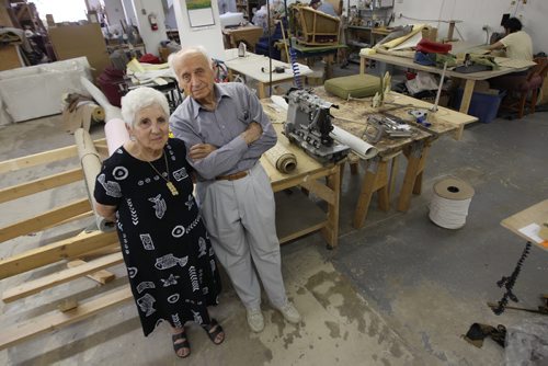 Art Upholstering closing after 60 years- Ted and Marie Muller inside their workshop on Main St- See Adam Wazny story- August 26, 2013   (JOE BRYKSA / WINNIPEG FREE PRESS)