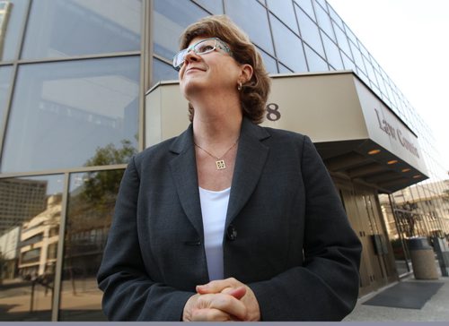 Arlene Wilgosh CEO Winnipeg Regional Health Authority comments outside Law courts Tuesday near noon on the outcome thus far of the Brian Sinclair inquiry-Standup Photo- August 27, 2013   (JOE BRYKSA / WINNIPEG FREE PRESS)