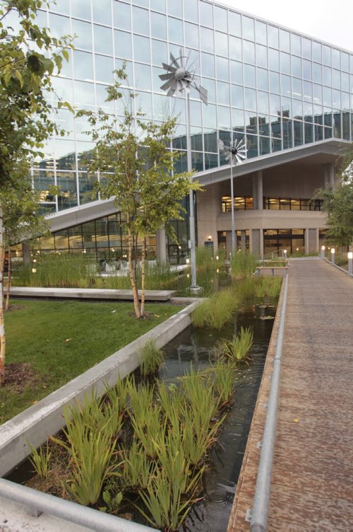 49.8. The urban landscape architecture of the Millennium Library Park (an oasis amid the concrete).  Mary Agnes Welch is focusing on five examples of where it works well in Winnipeg and one wasted opportunity  Wayne Glowacki / Winnipeg Free Press Aug. 29 201