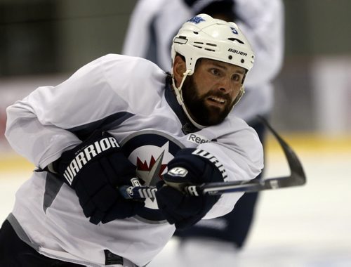Winnipeg jets player hold an informal skate at the Jets Iceplex  practice facility Äì among the players was (in pic)  #5 Mark Stuart   as well as #22 Chris Thornburn and new Jet RW ,  Devon Setoguchi , former Shark and recently the Minnesota Wild  KEN GIGLIOTTI / Aug 30 2013 / WINNIPEG FREE PRESS