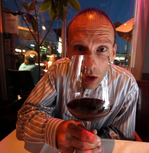 Steve Kaminsky runs the Steve Show - a wine-tasting service with attitude. Very laid-back approach; tries to demystify the world of wine by making newbies feel at ease by telling lots of jokes, engaging the audience etc. See Dave Sanderson story. August 29, 2013 - (Phil Hossack / Winnipeg Free Press)