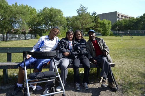 ÄúJoeÄù and some of the community of  street friends who look out for him and  each other. GORDON SINCLAIR JR. / WINNIPEG FREE PRESS  August 23, 2013