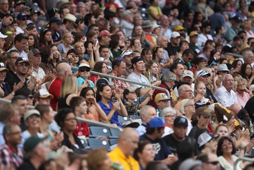 Large crowd aprx 5000  at  Investors Group Field during Manitoba Bisons home against the University of Alberta Golden Bears Friday night  -See  story- August 30, 2013   (JOE BRYKSA / WINNIPEG FREE PRESS)