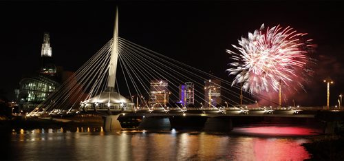 September 2, 2013 - 130902  -  Fireworks light up the Winnipeg skyline after a Goldeyes game Monday September 2, 2013.  John Woods / Winnipeg Free Press