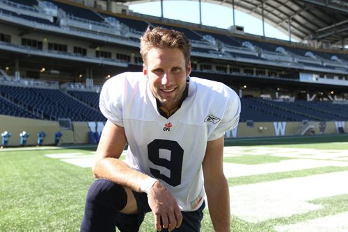 Number 9 Mike Renaud Winnipeg Blue Bomber, talks to the media after Bomber practice Wednesday afternoon. See Geoff Kirbyson's story. Sept 04,, 2013 Ruth Bonneville Winnipeg Free Press