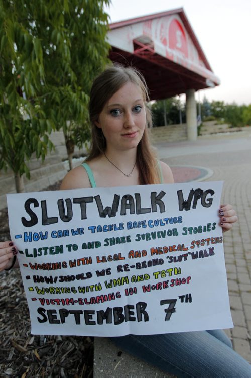 Kassandra Swan is an organizer for Slutwalk. Here she poses for a photo at the Forks. BORIS MINKEVICH / WINNIPEG FREE PRESS. August 3, 2013