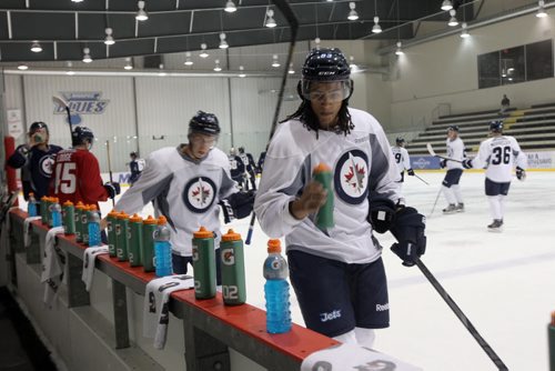 Winnipeg Jets prospect Yasin Cisse at Prospect Camp at the MTS Iceplex Thursday-See Ed Tait Story- Sept 03, 2013   (JOE BRYKSA / WINNIPEG FREE PRESS)