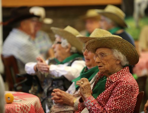 Agnes Kennedy and other residents dressed as cowboys in support of Winnipeg Harvest at the Sturgeon Creek II Retirement Residence, Saturday, September 7, 2013. (TREVOR HAGAN/WINNIPEG FREE PRESS)