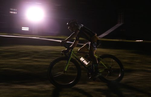 A cyclocross racer participates in Darkcross, an annual race at the Red River Coop Speedway, Saturday, September 7, 2013. (TREVOR HAGAN/WINNIPEG FREE PRESS)
