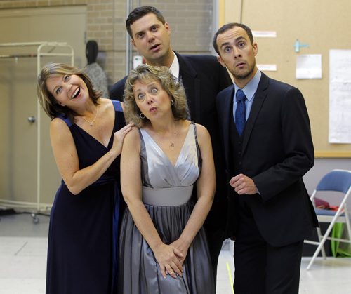 Dry Cold Productions "Closer Than Ever". (L-R) Jennifer Lyon, Debbie Maslowsky, Peter Huck, and Aaron Hutton. They pose for a photo after video shoot. BORIS MINKEVICH / WINNIPEG FREE PRESS. Sept. 12, 2013