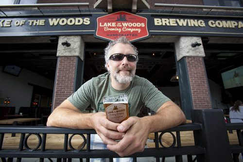 Kenora September 19 2013 -  Taras Manzie in front of the Lake of the Woods Brewing Co. photo by Tom Thomson