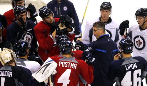 Winnipeg Jets practice at MTS Centre. BORIS MINKEVICH / WINNIPEG FREE PRESS. Sept. 20, 2013