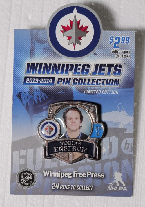 Winnipeg Jets collector pins. BORIS MINKEVICH / WINNIPEG FREE PRESS. Sept. 27, 2013