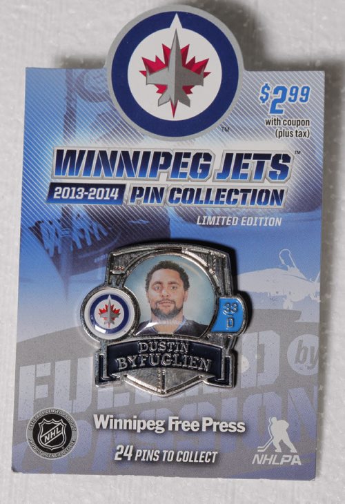 Winnipeg Jets collector pins. BORIS MINKEVICH / WINNIPEG FREE PRESS. Sept. 27, 2013