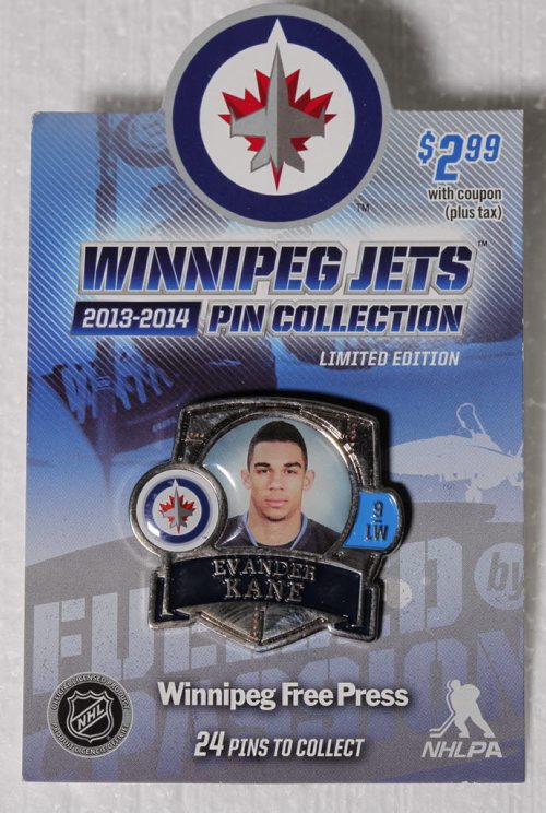 Winnipeg Jets collector pins. BORIS MINKEVICH / WINNIPEG FREE PRESS. Sept. 27, 2013