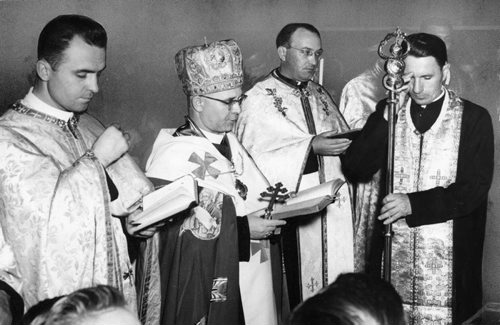 Winnipeg Free Press Archives June 11, 1959 A new Ukrainian Catholic Hall was opened and blessed at Dauphin Sunday by His Grace, Metropolitan M. Hermaniuk, CSSR, DD, Archbishop of Winnipeg. The picture shows the archbishop and his assistants during the opening service.