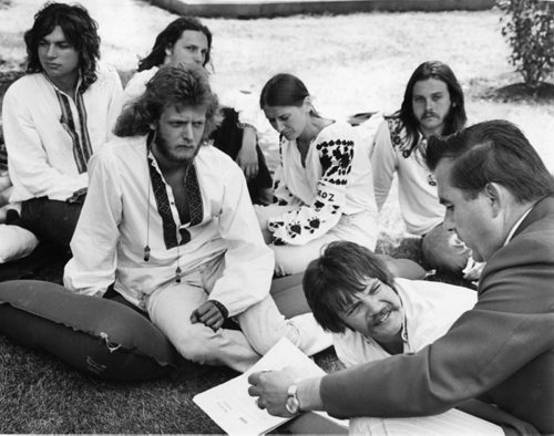 Winnipeg Free Press Archives August 6, 1974 Education Minister Ben Hanuschak of Manitoba (right) joined a group of Ukrainian young people on a hunger strike outside the Manitoba legislature for a brief period Wednesday afternoon. The Winnipeg students, on a diet of water for more than a week, are striking in support of imprisoned Ukrainian writer Valentyn Moroz. They are (left to right) Roman Zajcew, Roman Pendiuk, Thor Hloszok, Marika Proskorenko, Thor Pidhirnyj and Stephan Welhasch.
