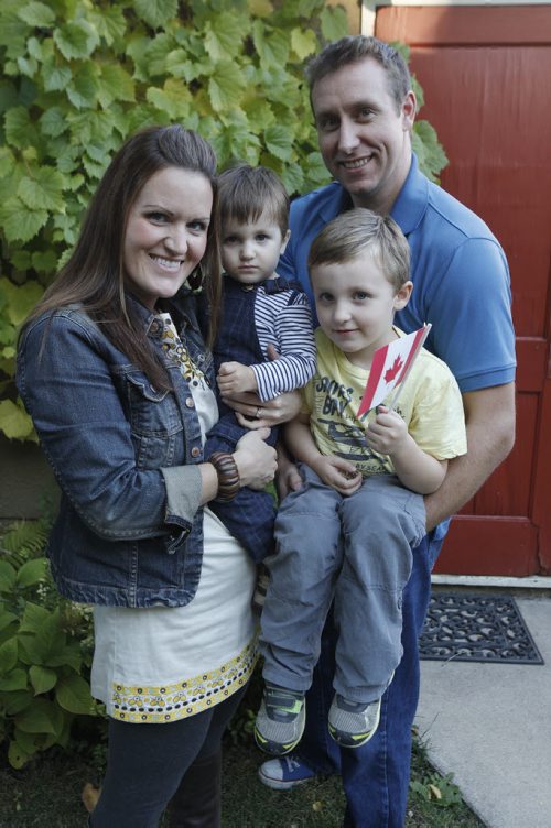 September 30, 2013 - 130930  -  Stacey Nattrass, Winnipeg Jets anthem singer, is photographed with her family Damian, Max (4) and Jackson (1) at their home Monday, September 30, 2013. John Woods / Winnipeg Free Press
