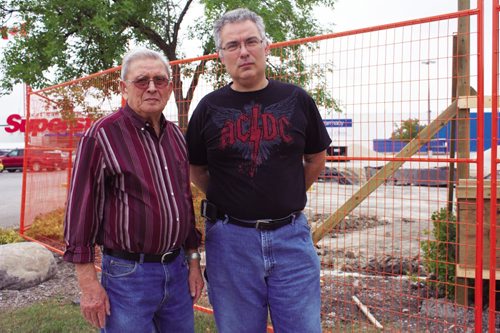 Canstar Community News Sept. 18, 2013 - Roger Demelo (right) and his father, John, are concerned about the construction of the new Superstore gas bar on Gateway Road. (DAN FALLOON/CANSTAR COMMUNITY NEWS/HERALD)